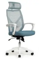 Кресло Oliver RCH W-203AC (сетка белая пластик/ткань синяя)